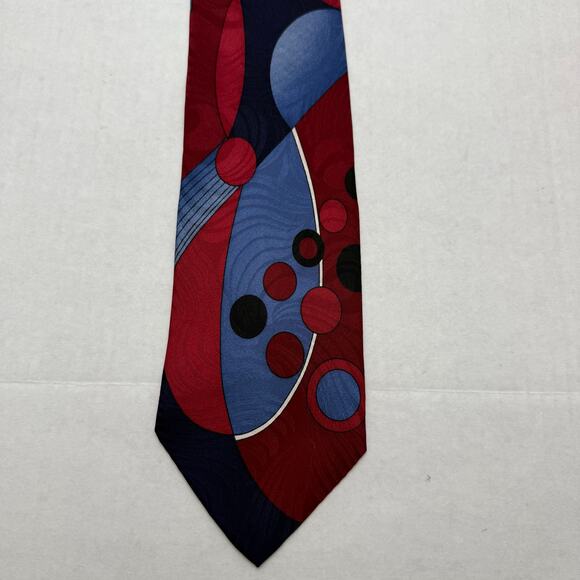 Neck Tie Carlo Palazzi Light Blue Navy Blue Burgandy Abstract Design - Picture 2 of 4